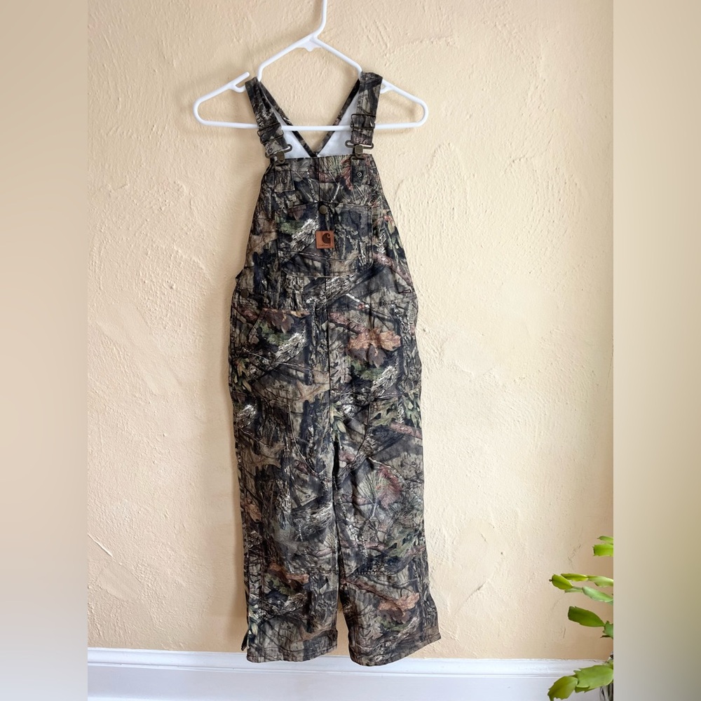 Carhartt Mossy Oak Camo Bib Quilt-Lined Overalls Youth 10